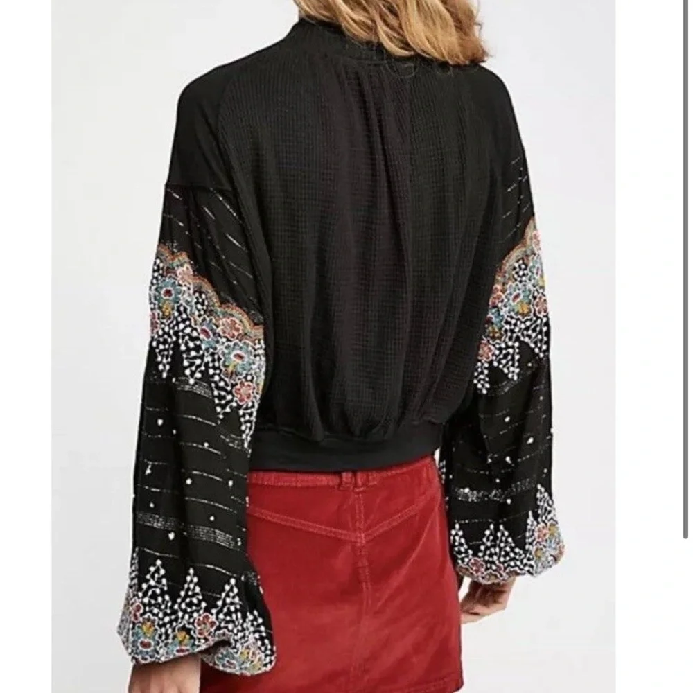 Free People Women's Floral Embroidered Technicolor Dream Blouse Tunic - Picture 9 of 9